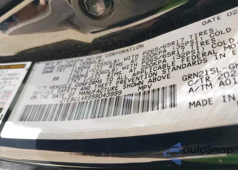 2005 Toyota 4Runner Sr5 V6 z USA, uszkodzony, nr VIN JTEBU14R858043999